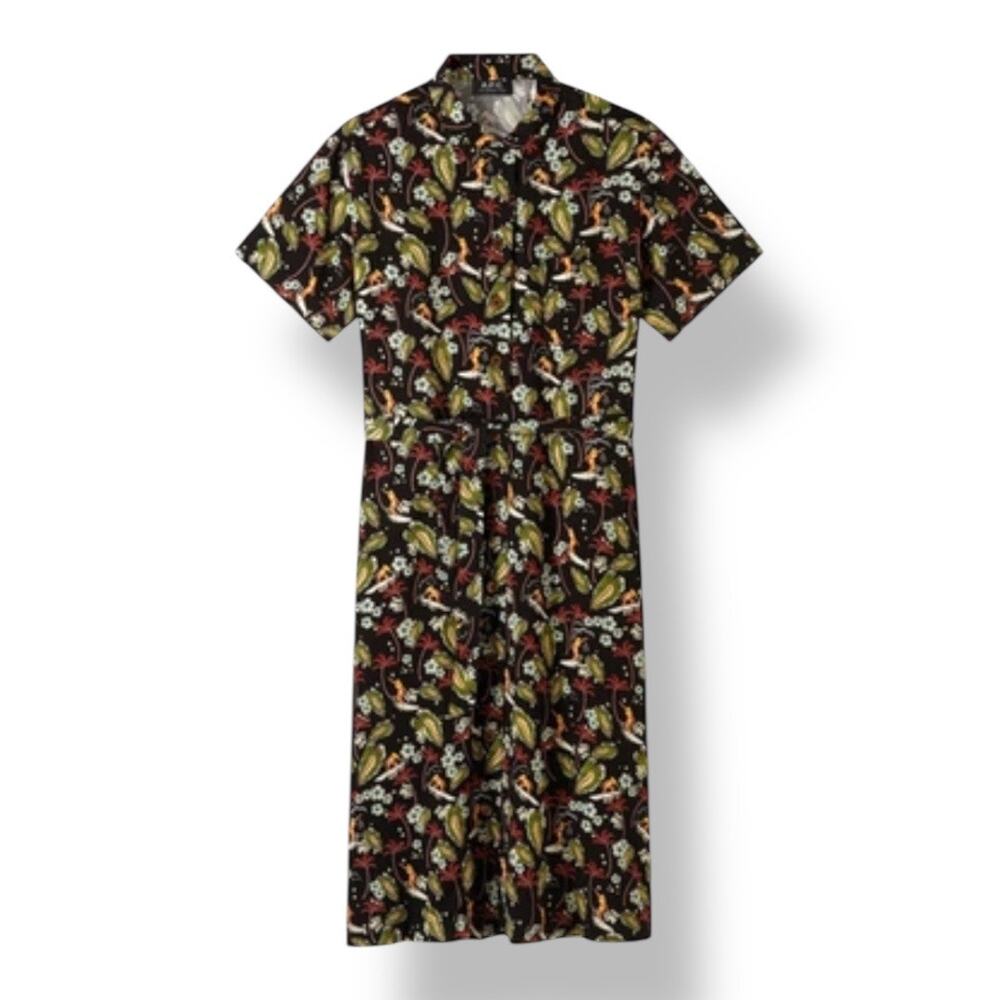 A.P.C. Floral Midi Dress - Black and Green